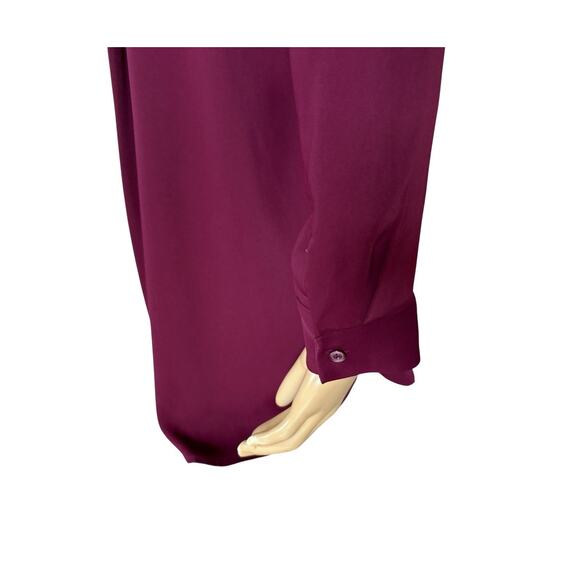CHICOS Womens Size 0 Small Wine Purple Convertible Sleeve Button Up Tunic Shirt - Picture 7 of 11